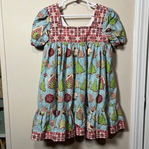 Christmas Holiday Gingerbread Cookie  Handmade Toddler Girl's Dress